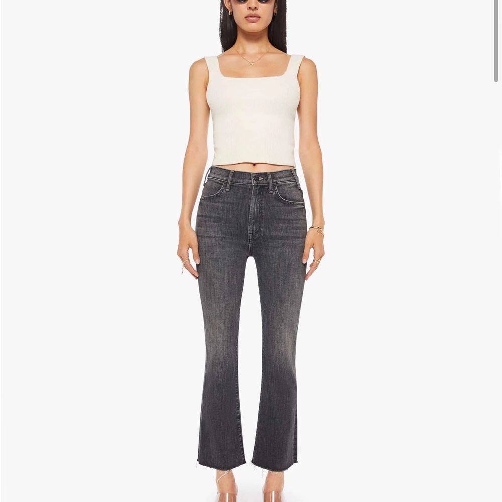 MOTHER Black Cropped Ankle Jeans